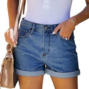 CHICZONE Women's Ripped Denim Mid Rise Distressed Stretchy Short Jeans Sz Large